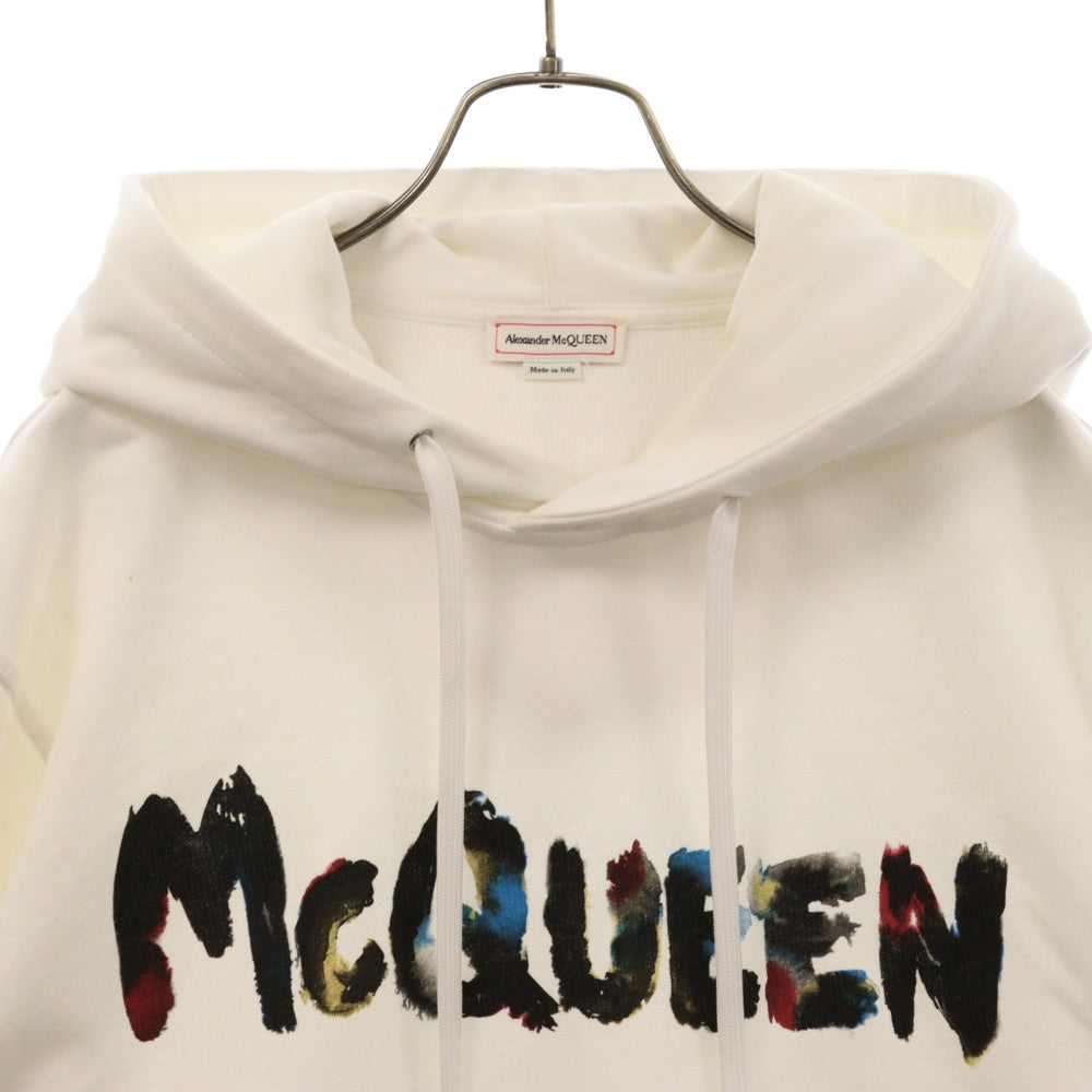 Alexander McQueen(アレキサンダーマックイーン) 22AW ロゴプリント スウェット プルオーバーパーカー ホワイト 727687 QUZ36