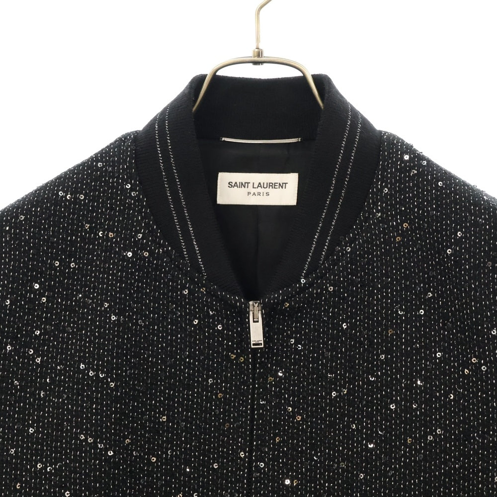 SAINT LAURENT PARIS(サンローランパリ) 20SS Bomber Jacket スパンコール ジップアップ ボンバー ジャケット ブルゾン ブラック 603482 Y1A02