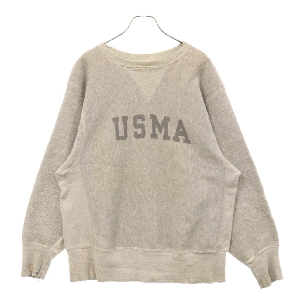 CHAMPION(チャンピオン) 70s VINTAGE REVERS WEAVE USMA ヴィンテージ 単色 青タグ後期 リバースウィーブ 染込みプリント Vガゼット スウェット トレーナー グレー