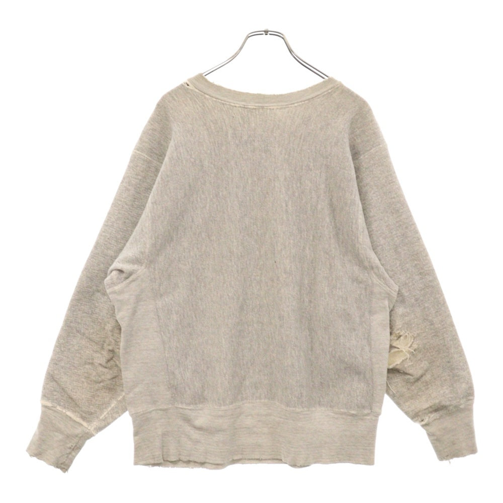 CHAMPION(チャンピオン) 70s VINTAGE REVERS WEAVE USMA ヴィンテージ 単色 青タグ後期 リバースウィーブ 染込みプリント Vガゼット スウェット トレーナー グレー