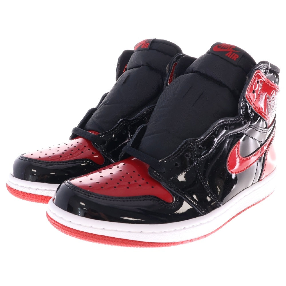NIKE(ナイキ) AIR JORDAN 1 HIGH OG PATENT BRED エアジョーダン1 OG パテント ブレッド ハイカットスニーカー ブラック/レッド US8.5/26.5cm 555088-063