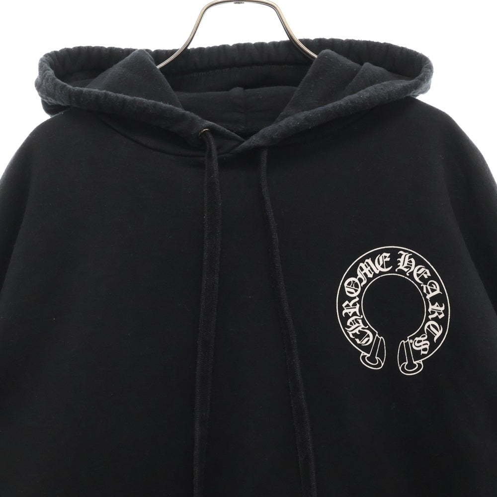 CHROME HEARTS(クロムハーツ) HORSESHOE PULLOVER HOODIE ホースシュー アームフローラル プリント スウェット プルオーバーパーカー ブラック