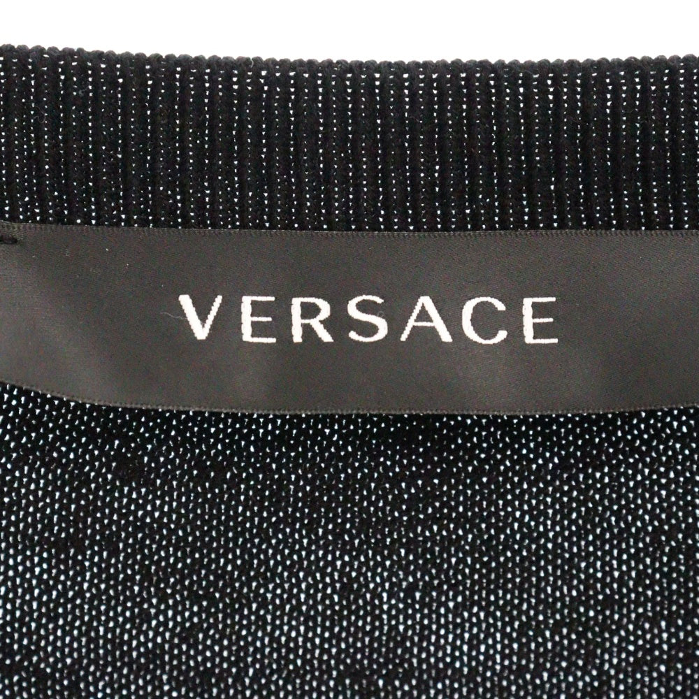 VERSACE(ヴェルサーチ) 総柄 クルーネック ニットセーター ブラック 1011886