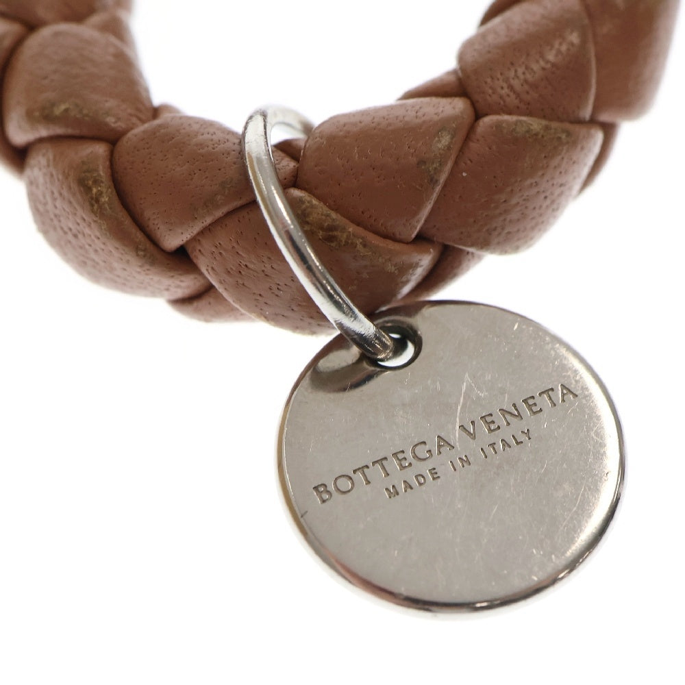 BOTTEGA VENETA(ボッテガヴェネタ) イントレチャート レザー キーリング ベージュ/シルバー