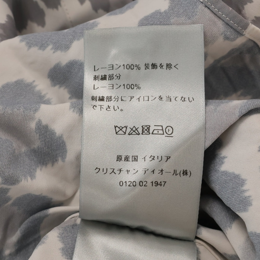 DIOR(ディオール) 22AW レオパード ロゴ刺繍 レーヨン 半袖シャツ ホワイト/グレー 243C556C5662