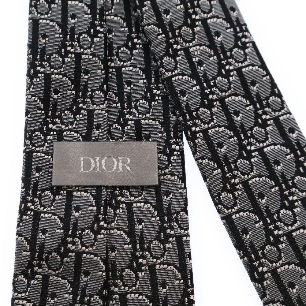 DIOR(ディオール) オブリーク総柄 シルクネクタイ グレー