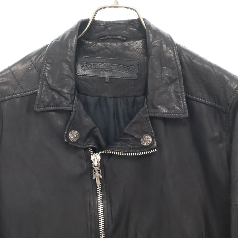 CHROME HEARTS(クロムハーツ) JJ DEAN クロスボールボタン ダガージップ レザー ダブルライダースジャケット ブラック レディース