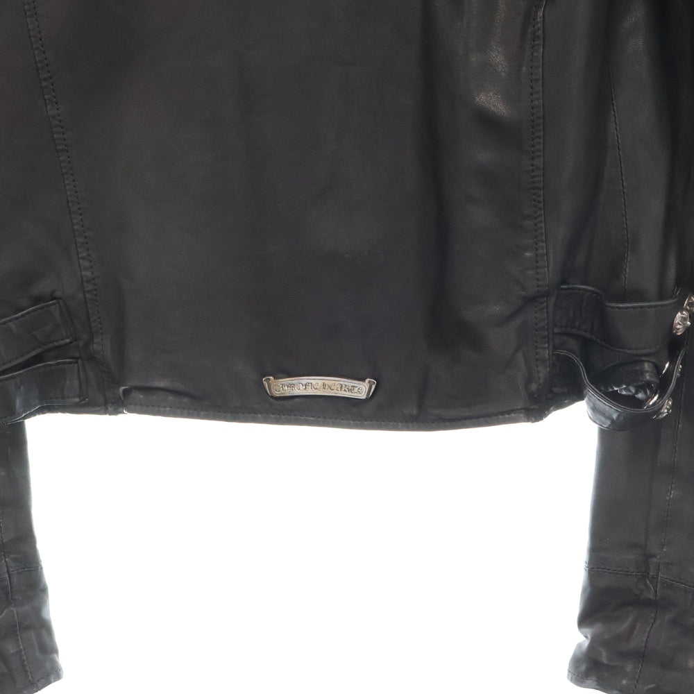 CHROME HEARTS(クロムハーツ) JJ DEAN クロスボールボタン ダガージップ レザー ダブルライダースジャケット ブラック レディース
