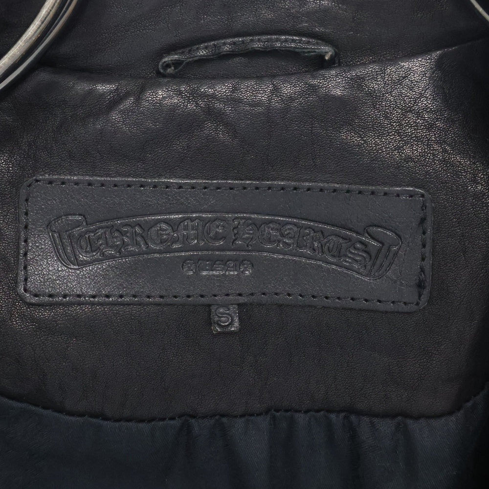 CHROME HEARTS(クロムハーツ) JJ DEAN クロスボールボタン ダガージップ レザー ダブルライダースジャケット ブラック レディース