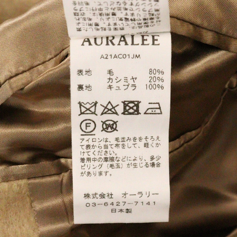 AURALEE(オーラリー) 21AW WOOL CASHMERE JACQUARD MELTON CHESTERFIELD COAT ウールカシミア チェスターコート ベージュ A21AC01JM