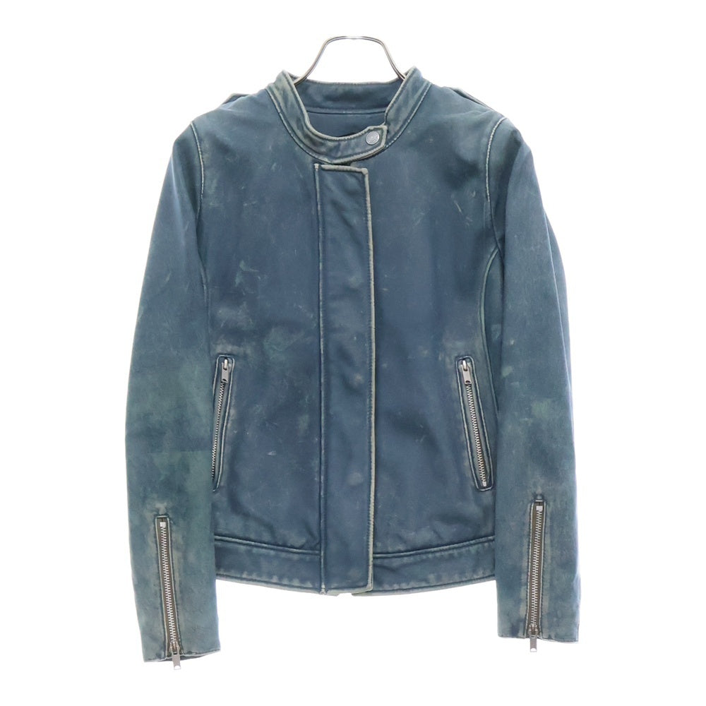 HYSTERIC GLAMOUR(ヒステリックグラマー) 羊革 ラムレザー シングルライダースジャケット ブルー 0114LV02