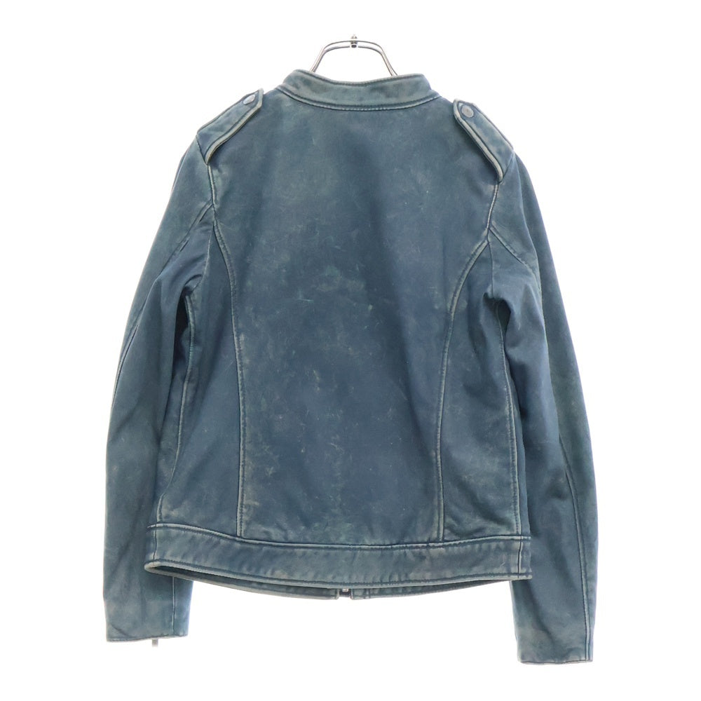 HYSTERIC GLAMOUR(ヒステリックグラマー) 羊革 ラムレザー シングルライダースジャケット ブルー 0114LV02