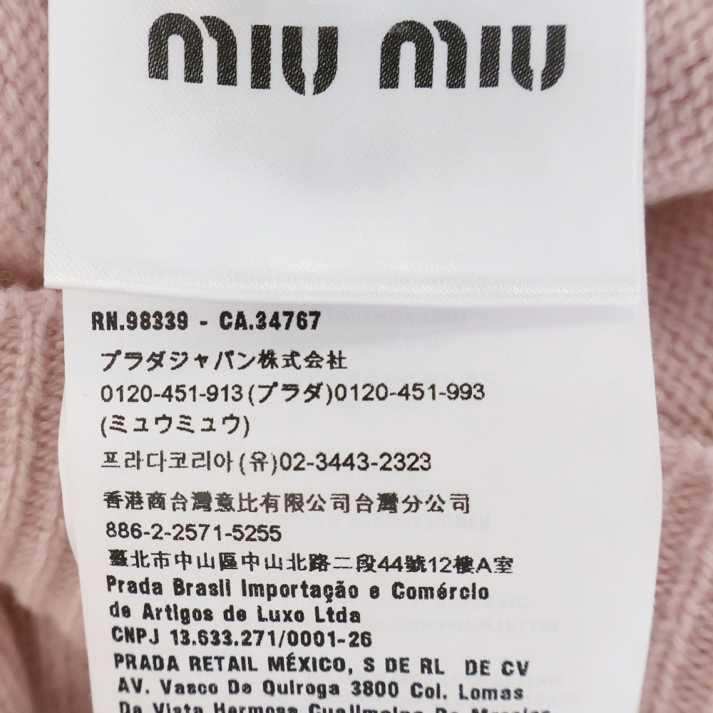 miumiu(ミュウミュウ) ラインストーン ビジュー カシミヤ カーディガン ピンク レディース MMF667 119Y