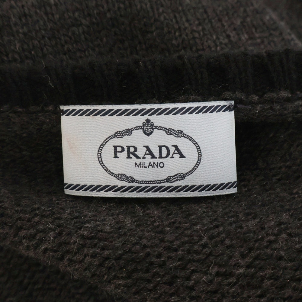 PRADA(プラダ) ビジュー ラインストーン 装飾 カシミヤ ニット カーディガン グレー レディース P25E27 S161