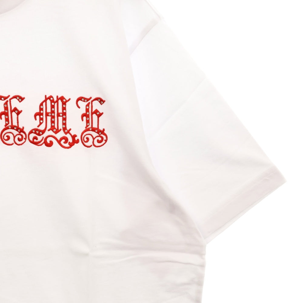 SUPREME(シュプリーム) 21SS Old English Rhinestone S/S Top オールドイングリッシュ 刺繍 ラインストーン 半袖Tシャツ カットソー ホワイト