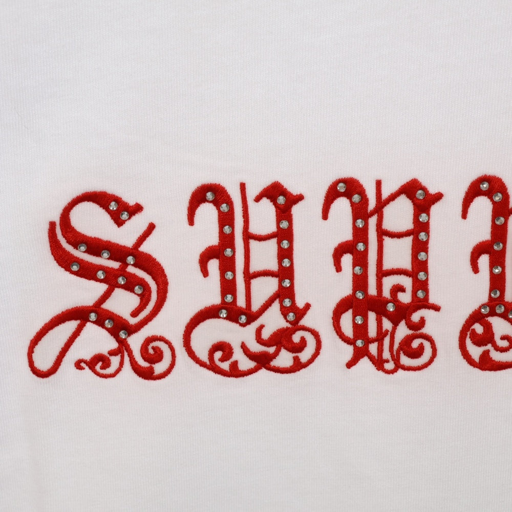 SUPREME(シュプリーム) 21SS Old English Rhinestone S/S Top オールドイングリッシュ 刺繍 ラインストーン 半袖Tシャツ カットソー ホワイト