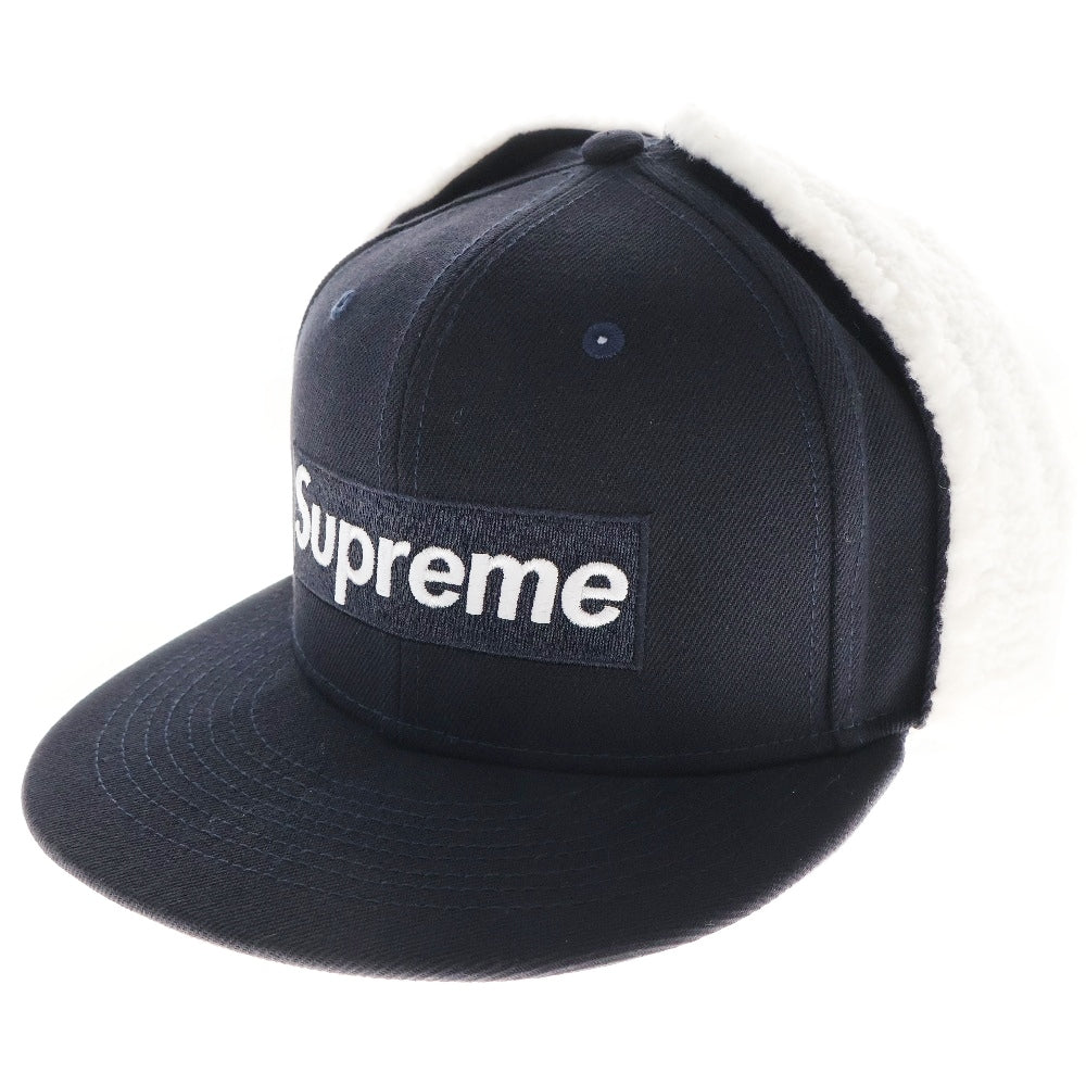 SUPREME(シュプリーム) 21AW ×NEW ERA Earflap Box Logo ニューエラ イヤーフラップ ボックスロゴ キャップ 帽子 ネイビー
