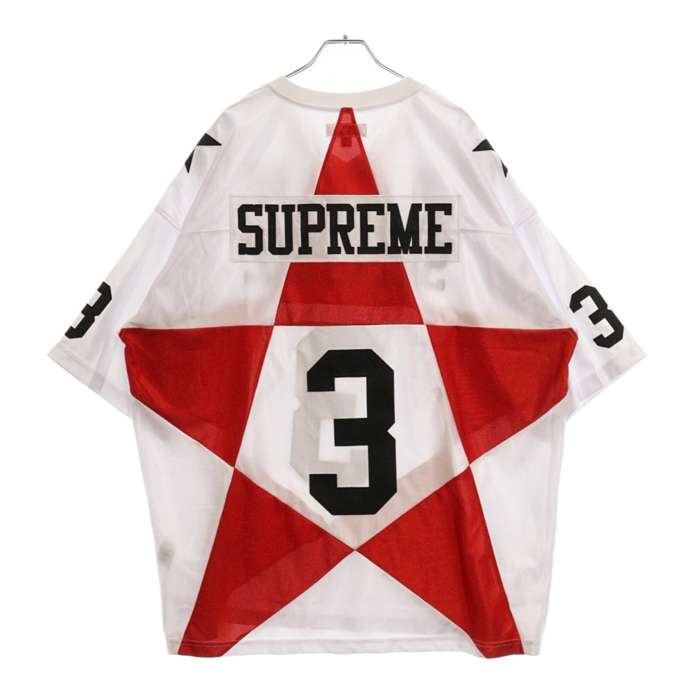SUPREME(シュプリーム) 24AW Star Football Jersey スターフットボール ジャージ 半袖Tシャツ ホワイト/レッド