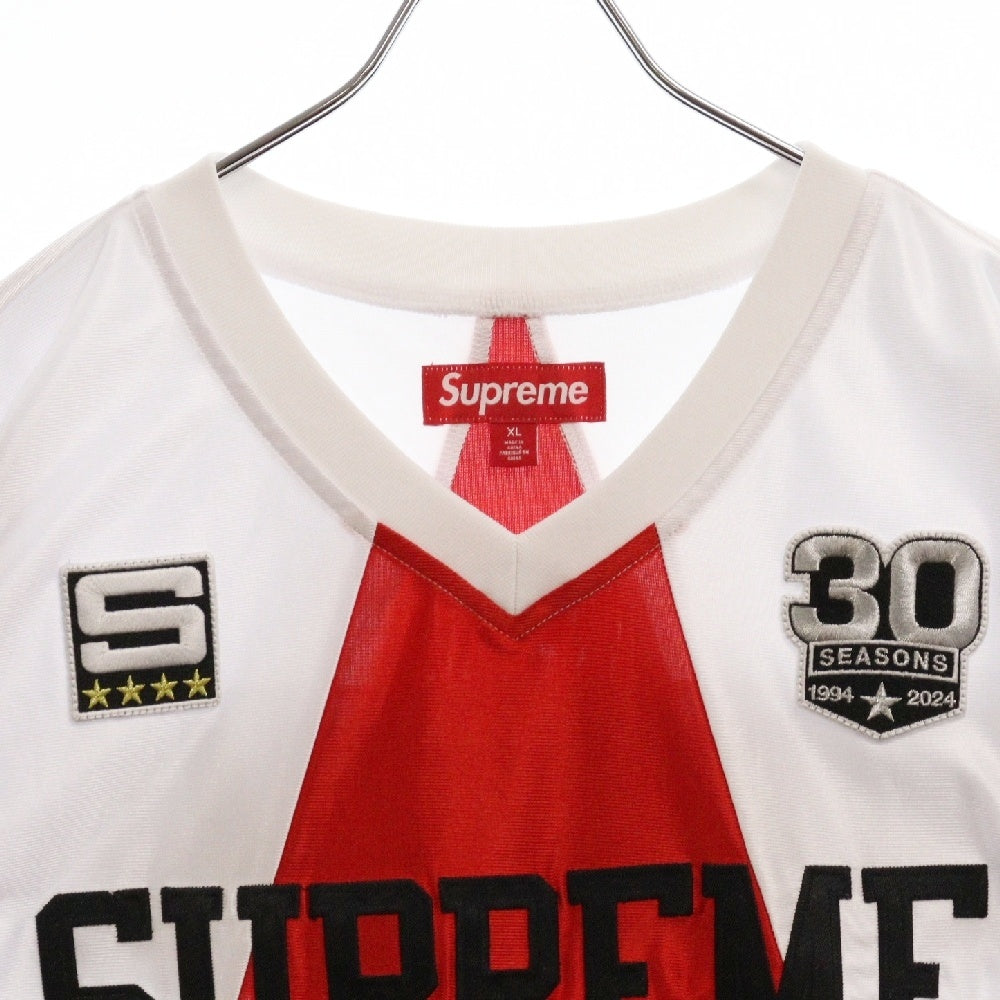 SUPREME(シュプリーム) 24AW Star Football Jersey スターフットボール ジャージ 半袖Tシャツ ホワイト/レッド