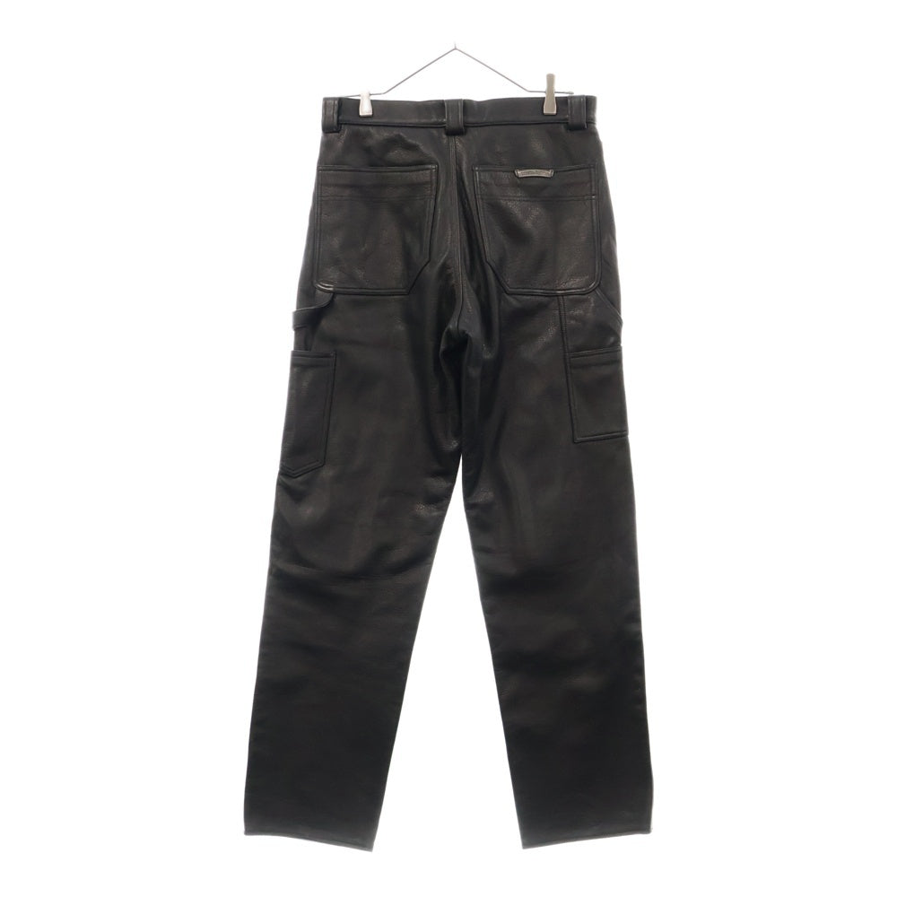 CHROME HEARTS(クロムハーツ) CARPENTER LTHR カーペンターフレアニーレザーロングパンツ ブラック