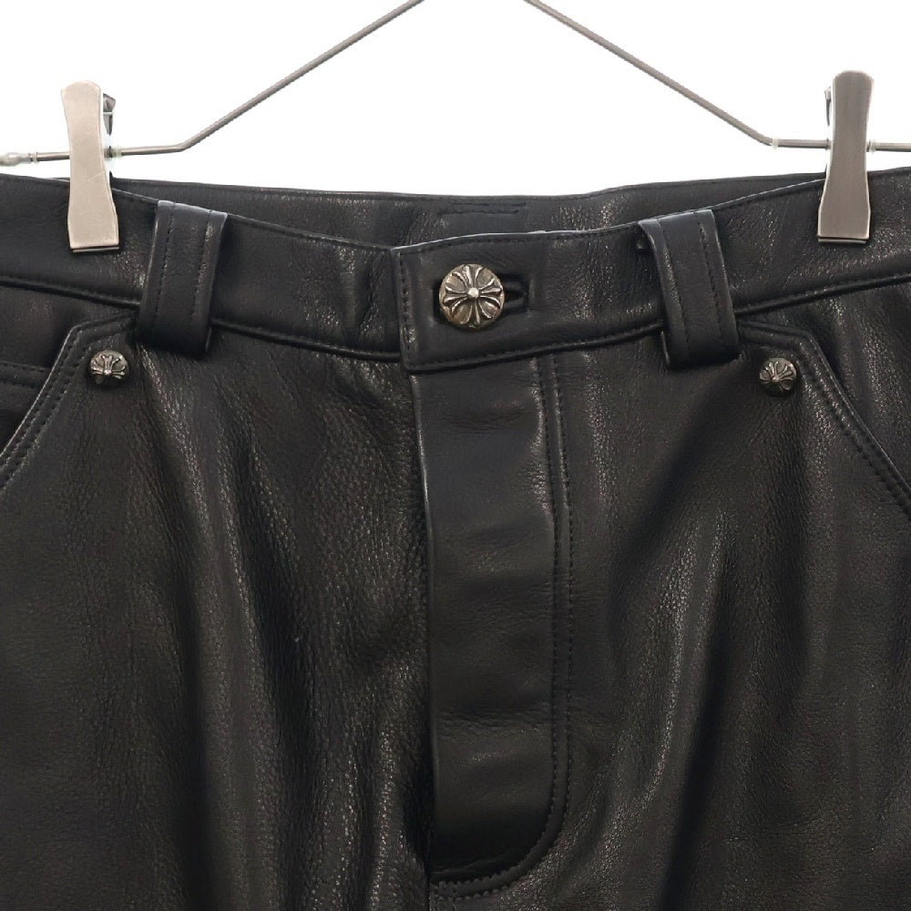 CHROME HEARTS(クロムハーツ) CARPENTER LTHR カーペンターフレアニーレザーロングパンツ ブラック
