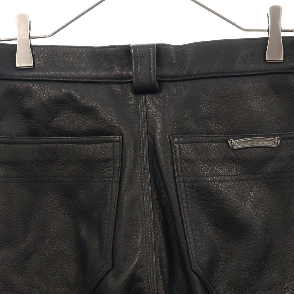 CHROME HEARTS(クロムハーツ) CARPENTER LTHR カーペンターフレアニーレザーロングパンツ ブラック
