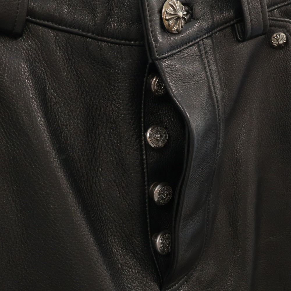 CHROME HEARTS(クロムハーツ) CARPENTER LTHR カーペンターフレアニーレザーロングパンツ ブラック