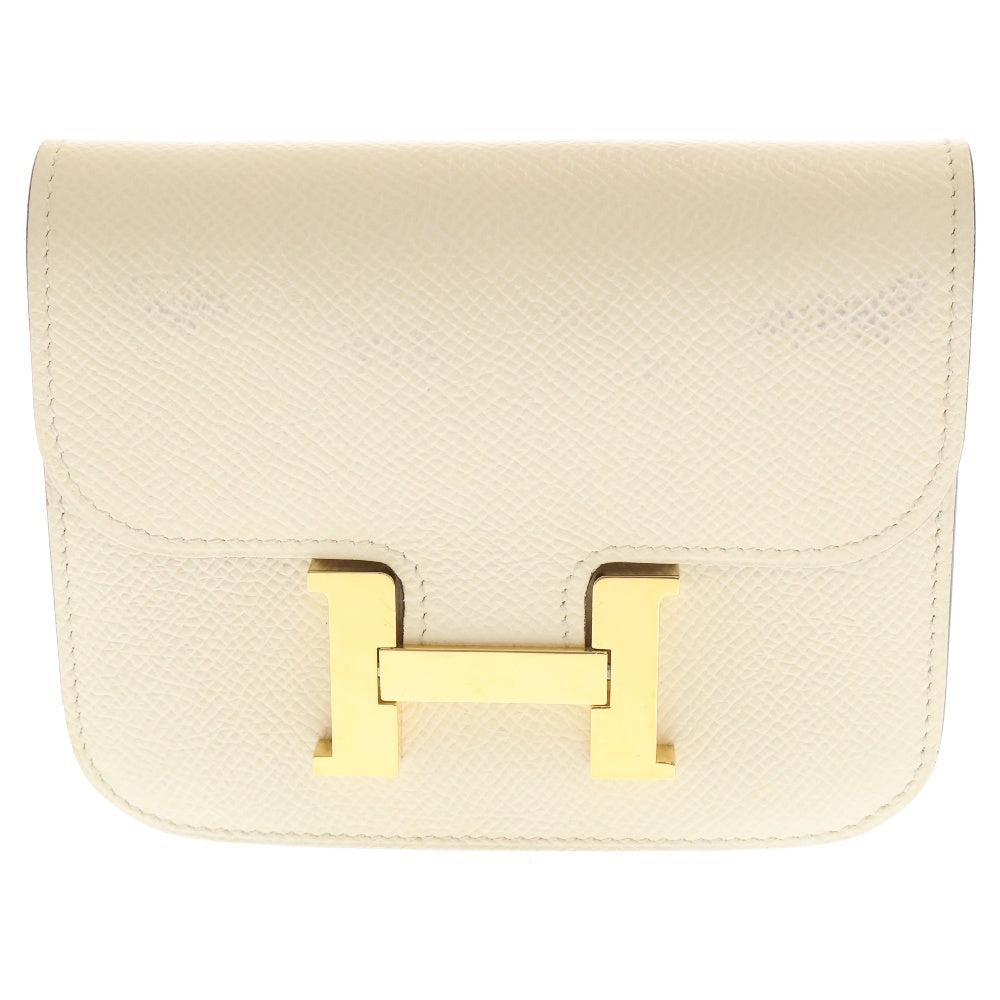 HERMES(エルメス) コンスタンススリム ヴォーエプソン レザー コンパクトウォレット ホワイト U刻印 ゴールド金具