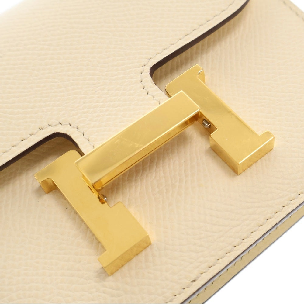HERMES(エルメス) コンスタンススリム ヴォーエプソン レザー コンパクトウォレット ホワイト U刻印 ゴールド金具