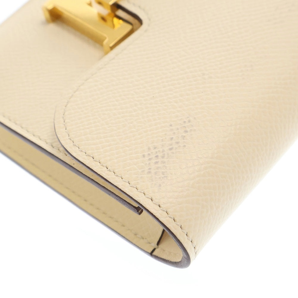 HERMES(エルメス) コンスタンススリム ヴォーエプソン レザー コンパクトウォレット ホワイト U刻印 ゴールド金具