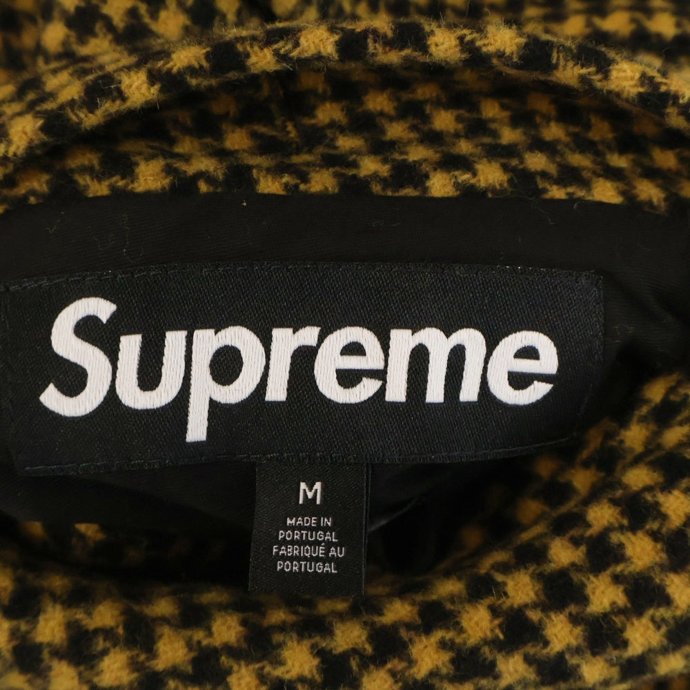 SUPREME(シュプリーム) 23AW Reversible Houndstooth Overcoat リバーシブル フードストゥース オーバーコート ブラック/イエロー