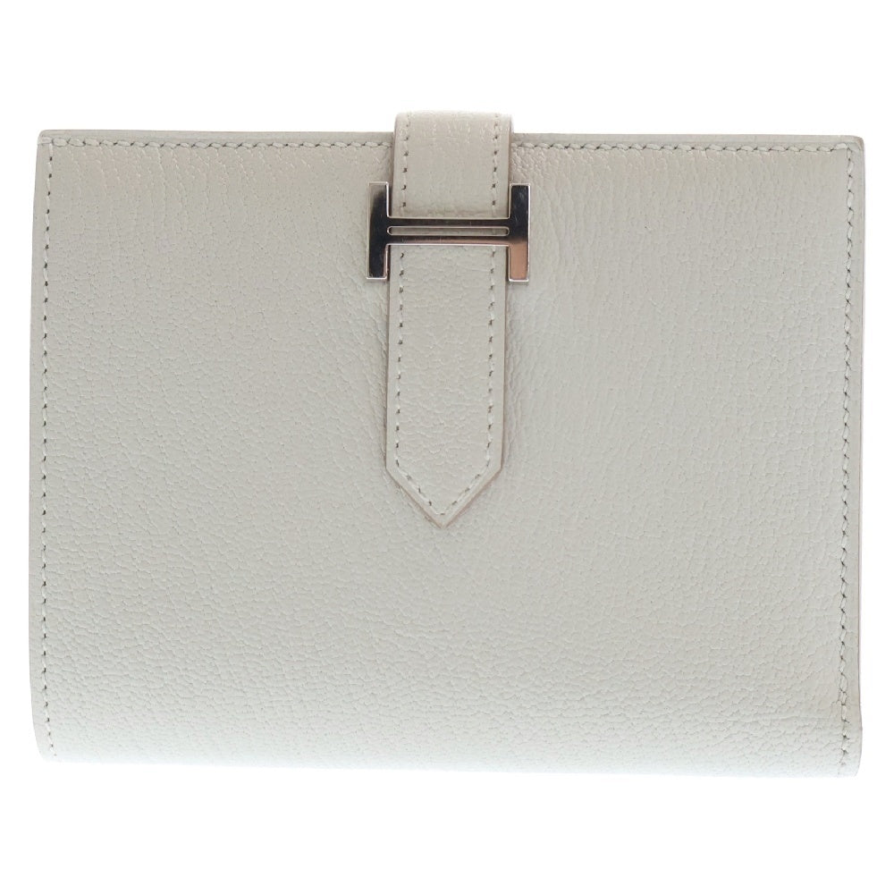 HERMES(エルメス) ベアン コンパクト シェブルミゾル ベトン W刻印 シルバー金具 レザー ウォレット 二つ折り財布 グレー