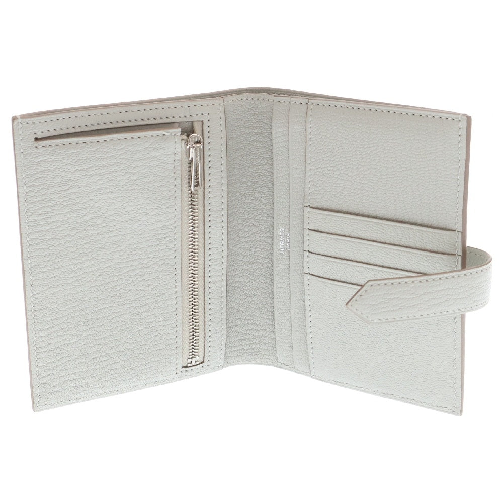 HERMES(エルメス) ベアン コンパクト シェブルミゾル ベトン W刻印 シルバー金具 レザー ウォレット 二つ折り財布 グレー