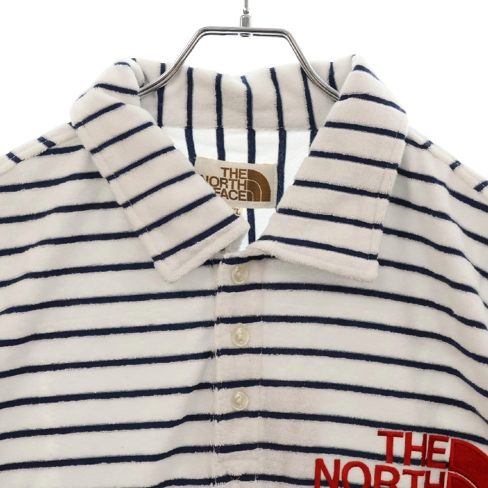 THE NORTH FACE(ザノースフェイス) PILE BORDER POLO 茶タグ復刻 パイル地 ボーダー半袖ポロシャツ ホワイト/ネイビー AT40803