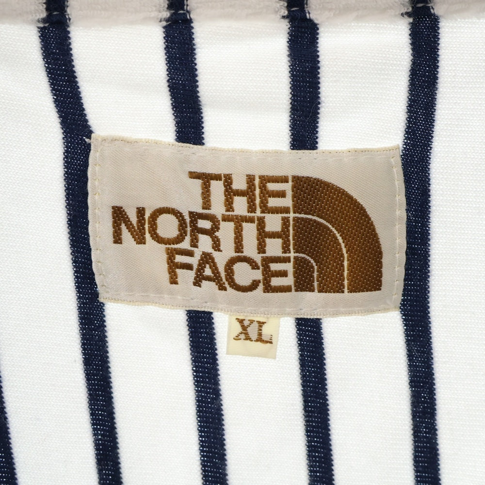 THE NORTH FACE(ザノースフェイス) PILE BORDER POLO 茶タグ復刻 パイル地 ボーダー半袖ポロシャツ ホワイト/ネイビー AT40803
