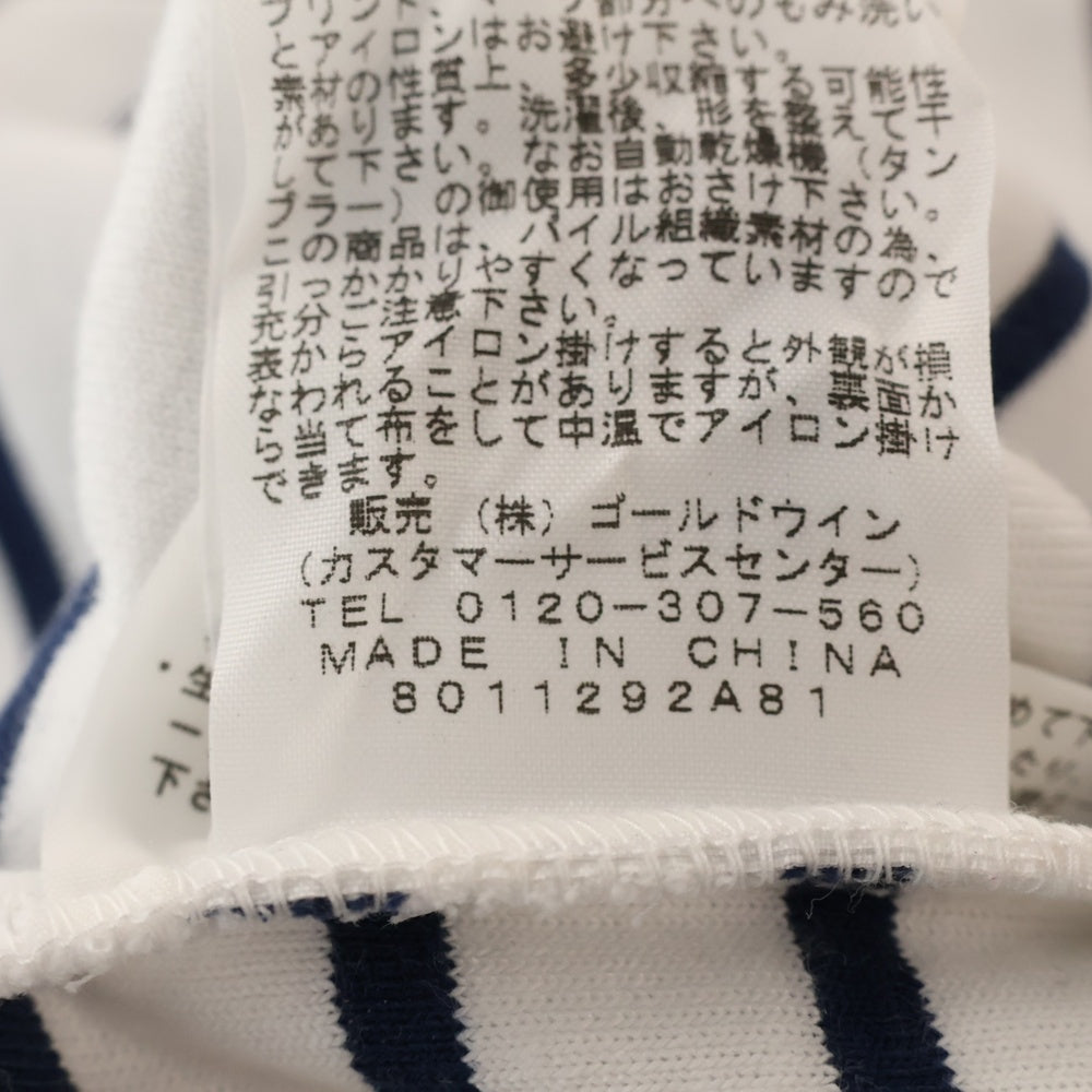 THE NORTH FACE(ザノースフェイス) PILE BORDER POLO 茶タグ復刻 パイル地 ボーダー半袖ポロシャツ ホワイト/ネイビー AT40803