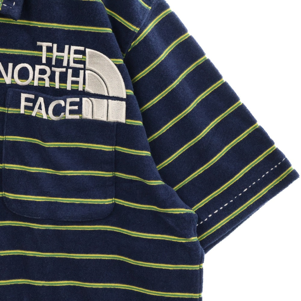 THE NORTH FACE(ザノースフェイス) PILE BORDER POLO パイル ボーダー 半袖ポロシャツ ブルー AT40706