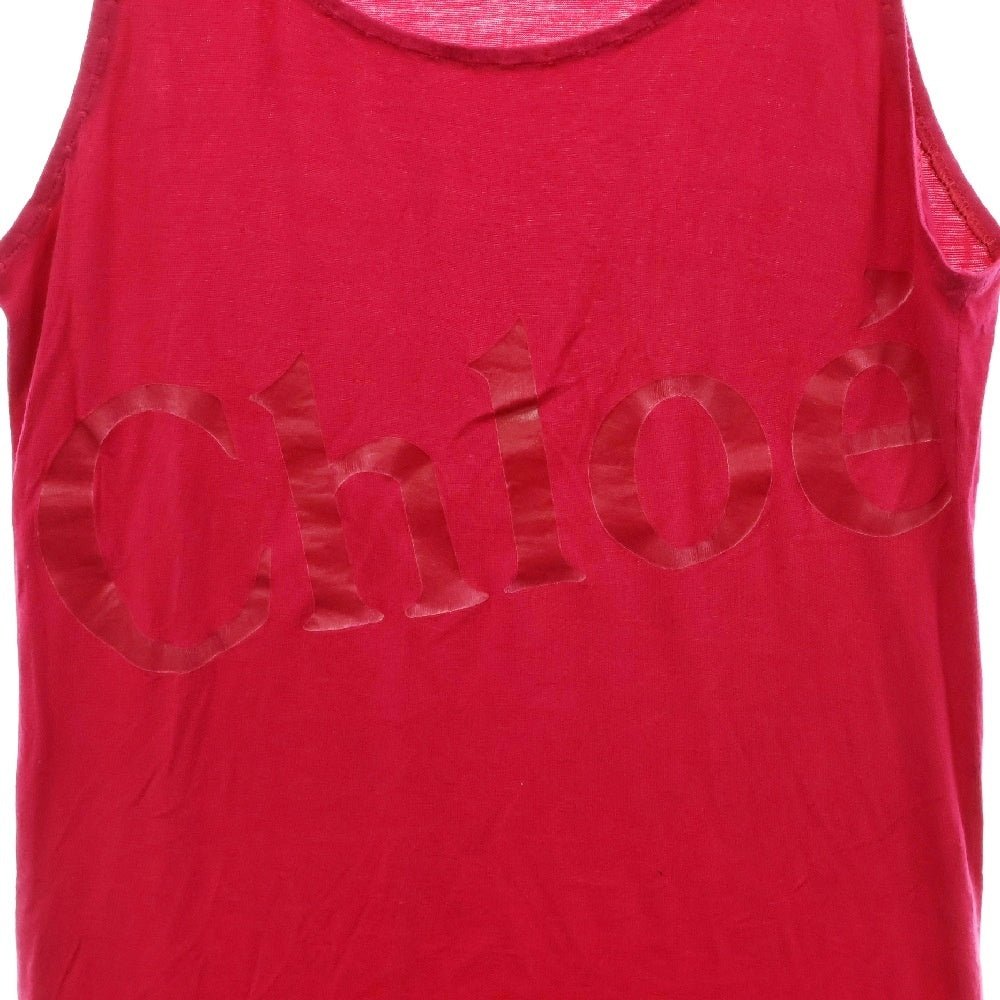 Chloe(クロエ) ロゴプリント レーヨン タンクトップ カットソー ピンク レディース