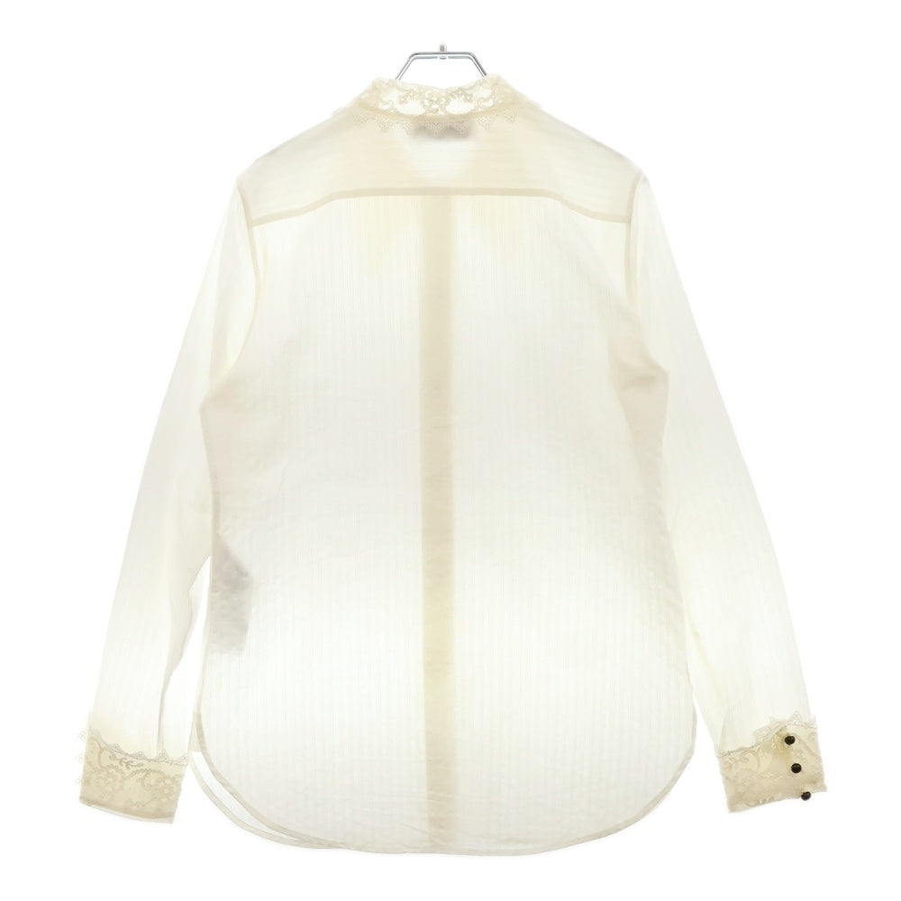 SAINT LAURENT PARIS(サンローランパリ) Lace Inserts Shirts レースカラー コットン 長袖シャツ ホワイト レディース 661141 Y3D31