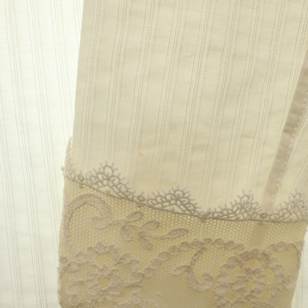 SAINT LAURENT PARIS(サンローランパリ) Lace Inserts Shirts レースカラー コットン 長袖シャツ ホワイト レディース 661141 Y3D31