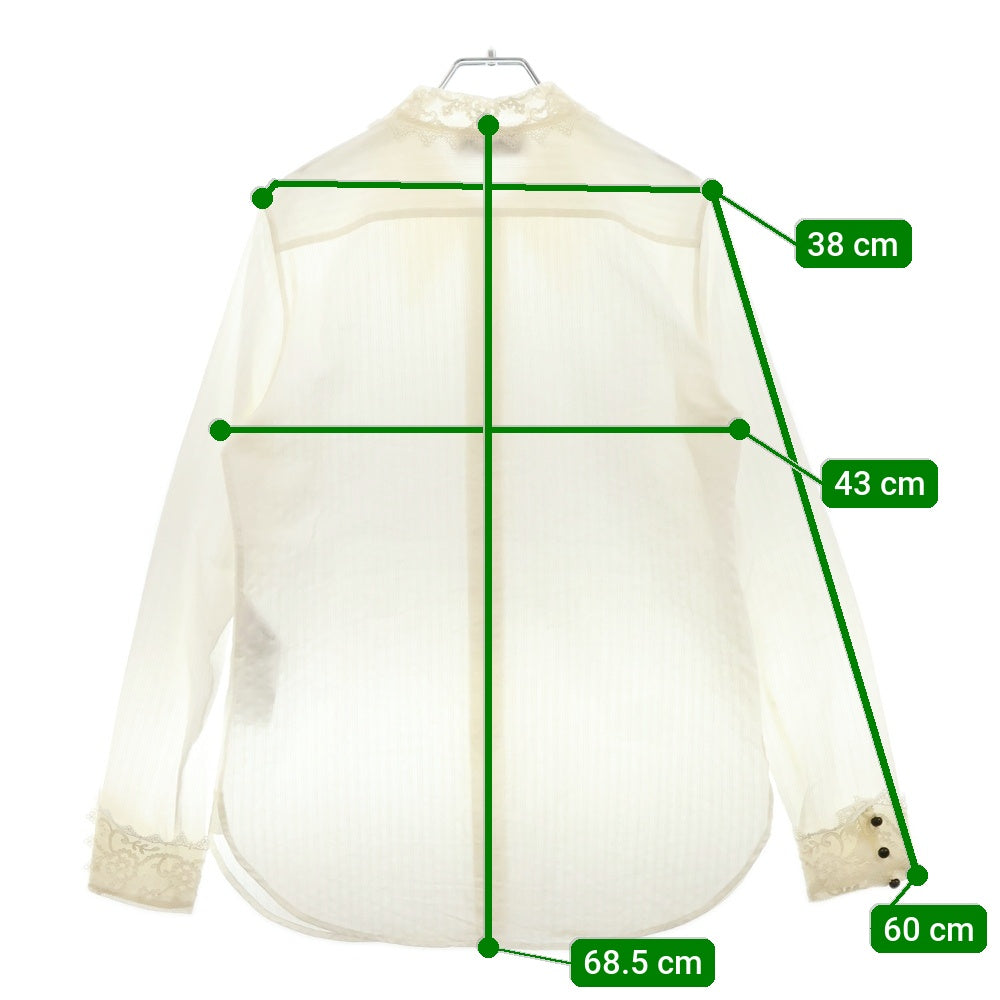 SAINT LAURENT PARIS(サンローランパリ) Lace Inserts Shirts レースカラー コットン 長袖シャツ ホワイト レディース 661141 Y3D31