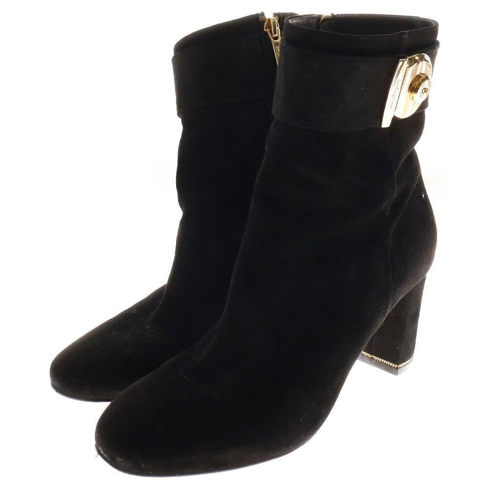 Salvatore Ferragamo(サルヴァトーレ フェラガモ) スウェードレザー サイドジップ ショートブーツ ブラック レディース DG67397 0470Z