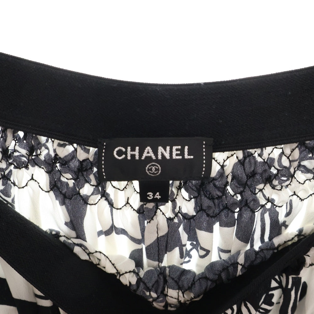 CHANEL(シャネル) プリント シルク ショートパンツ ハーフパンツ ショーツ ブラック/ホワイト レディース P71960 V63357