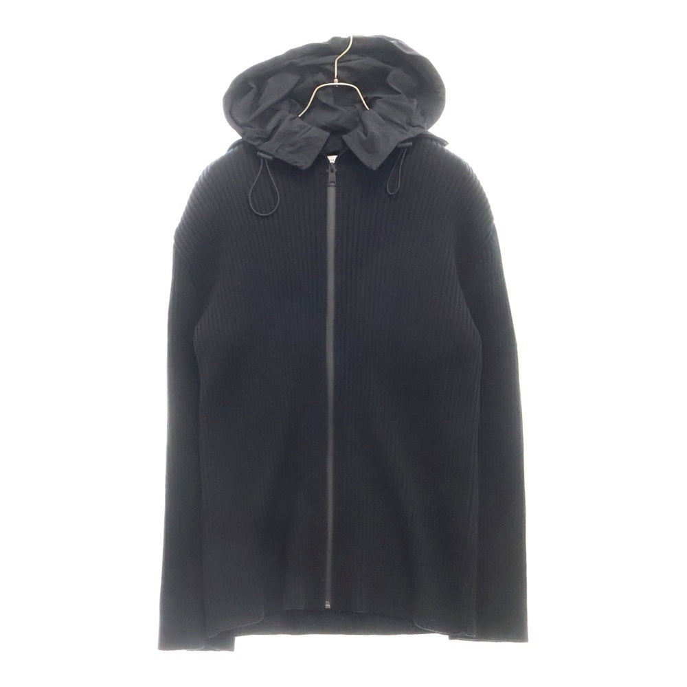 BOTTEGA VENETA(ボッテガヴェネタ) 20AW 2WAY ナイロンフーディー ジップアップ ドライバーズニット ブラック 631288 VKVX0