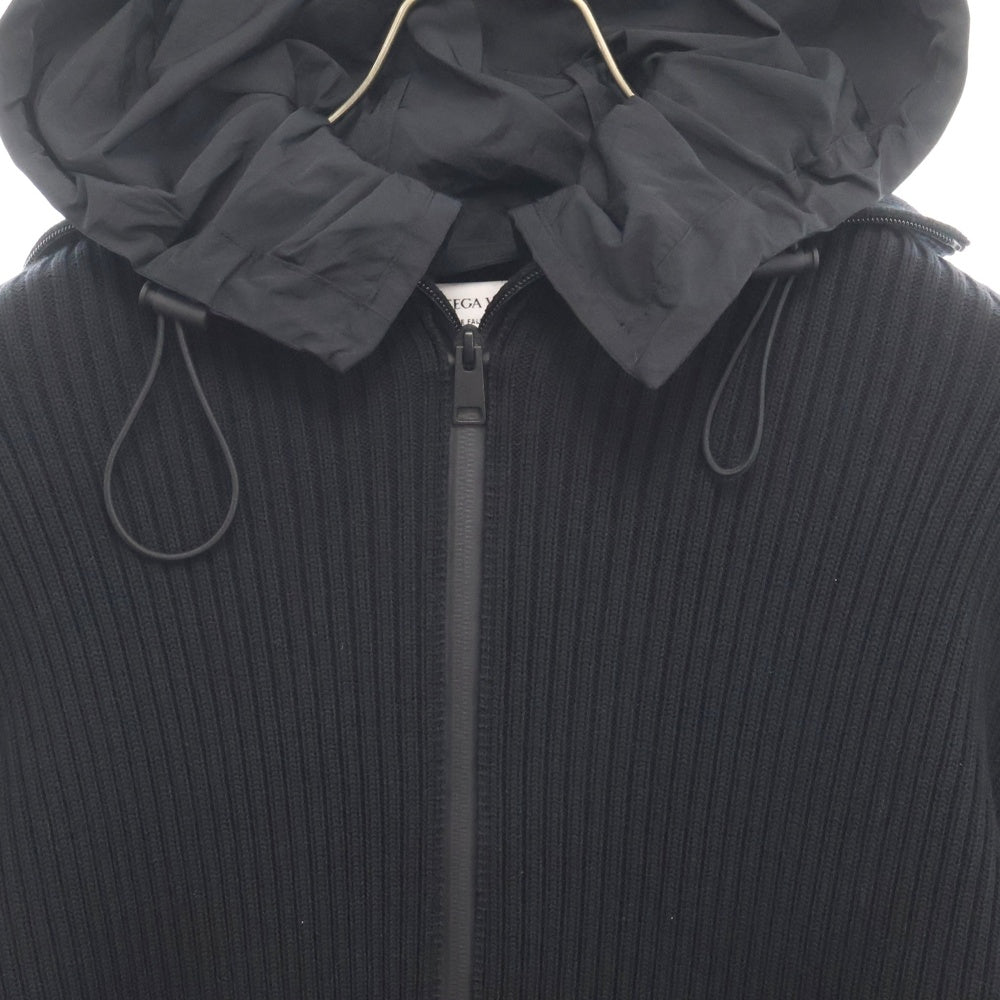 BOTTEGA VENETA(ボッテガヴェネタ) 20AW 2WAY ナイロンフーディー ジップアップ ドライバーズニット ブラック 631288 VKVX0