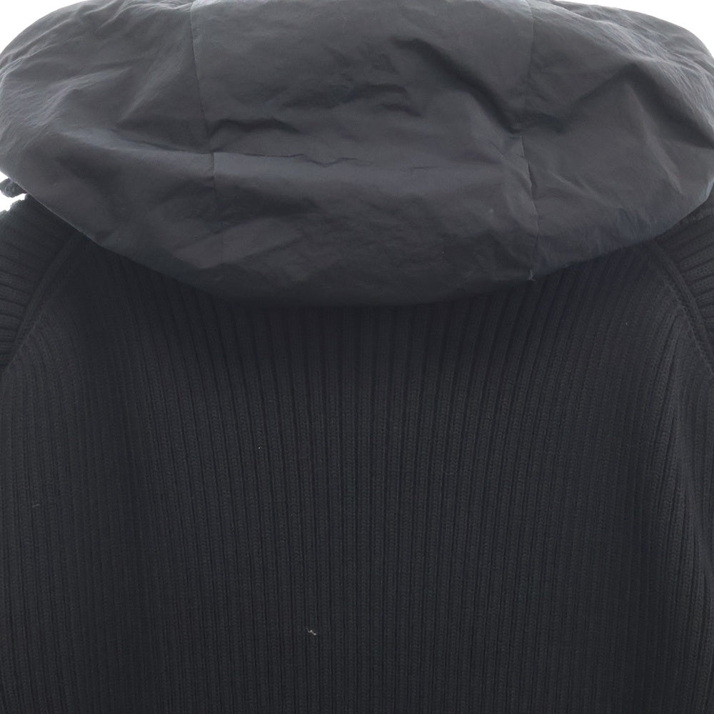 BOTTEGA VENETA(ボッテガヴェネタ) 20AW 2WAY ナイロンフーディー ジップアップ ドライバーズニット ブラック 631288 VKVX0