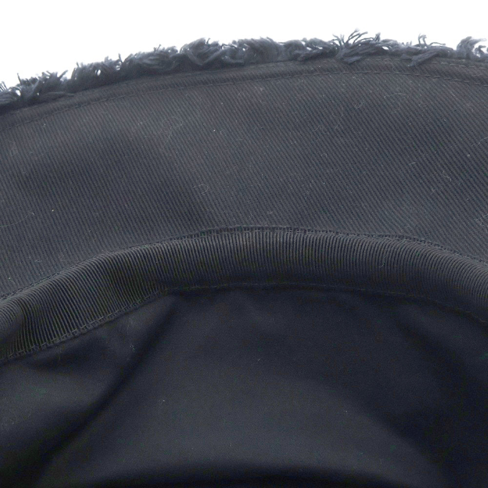 PRADA(プラダ) Drill hat トライアングルロゴ フリンジ ドリル ハット 帽子 ブラック レディース 1HC145
