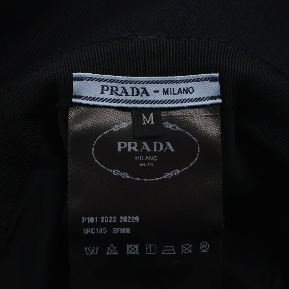 PRADA(プラダ) Drill hat トライアングルロゴ フリンジ ドリル ハット 帽子 ブラック レディース 1HC145