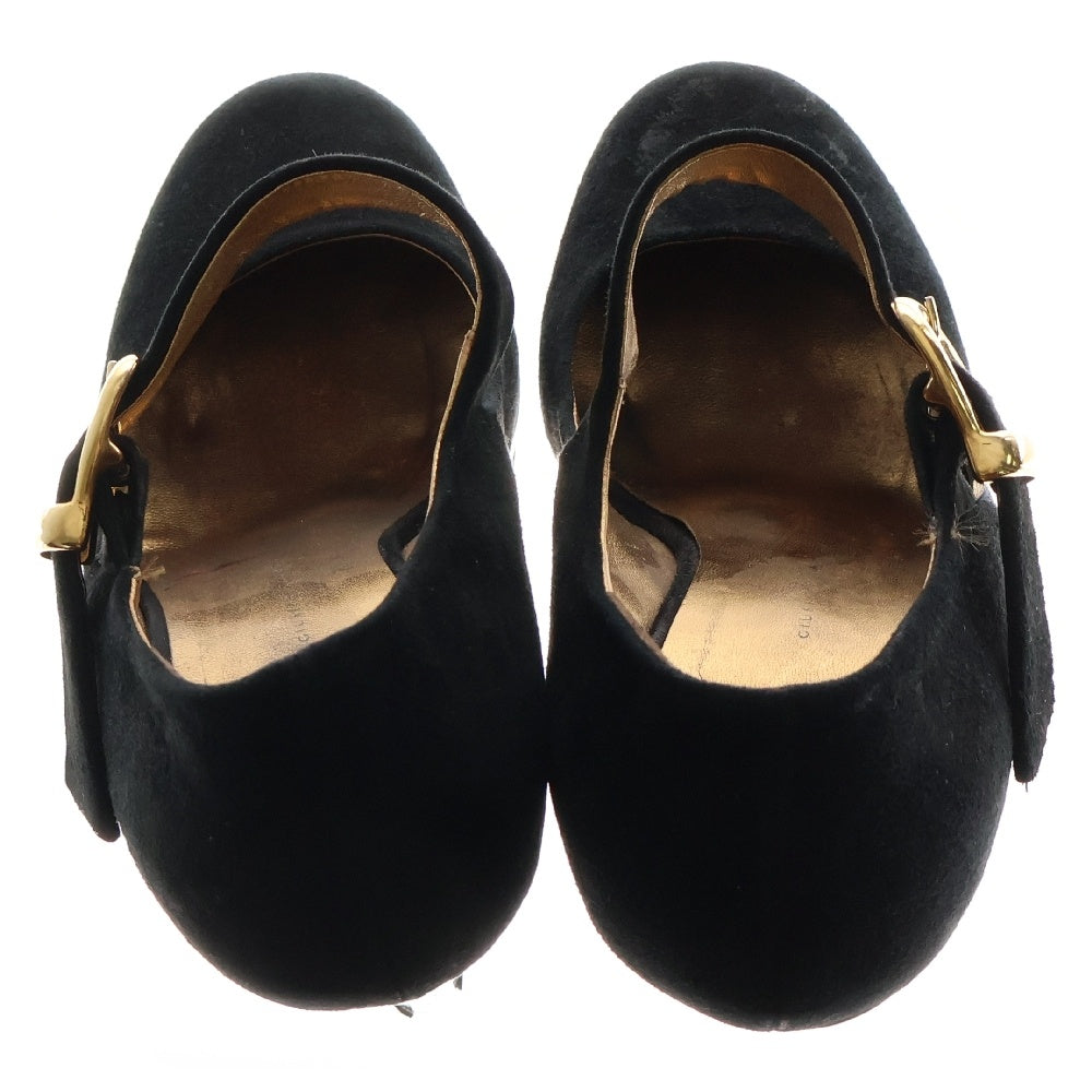GIUSEPPE ZANOTTI(ジュゼッペ ザノッティ) スウェードレザー ウェッジソール ヒール パンプス ブラック レディース
