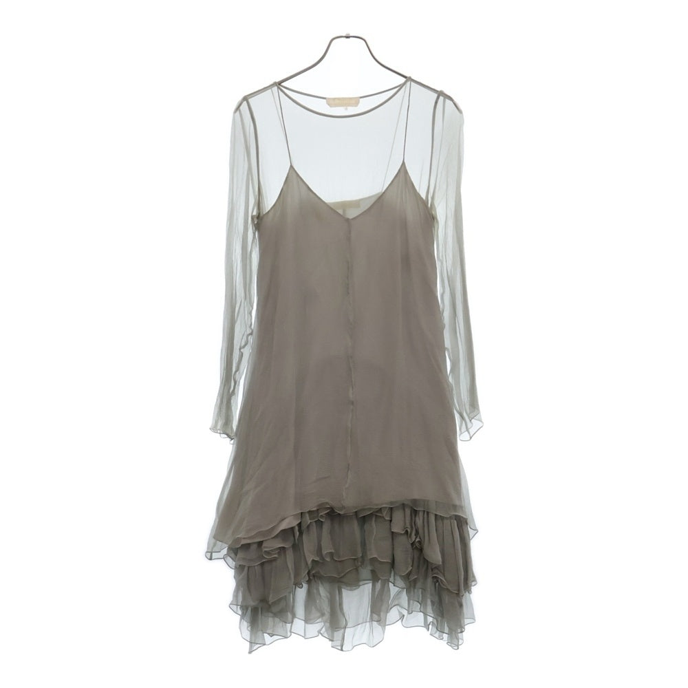 Chloe(クロエ) シルク シースルー フリル ドレス グレー レディース 16ARO85-16A001